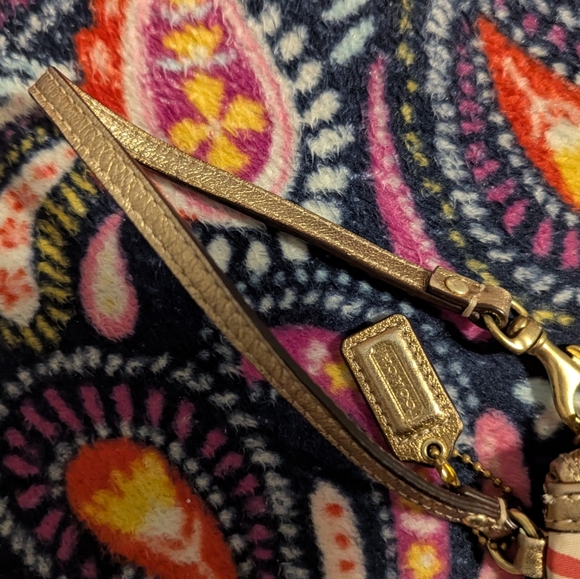 Coach Patchwork Wristlet with Gold and Blue Accents - Picture 3 of 7